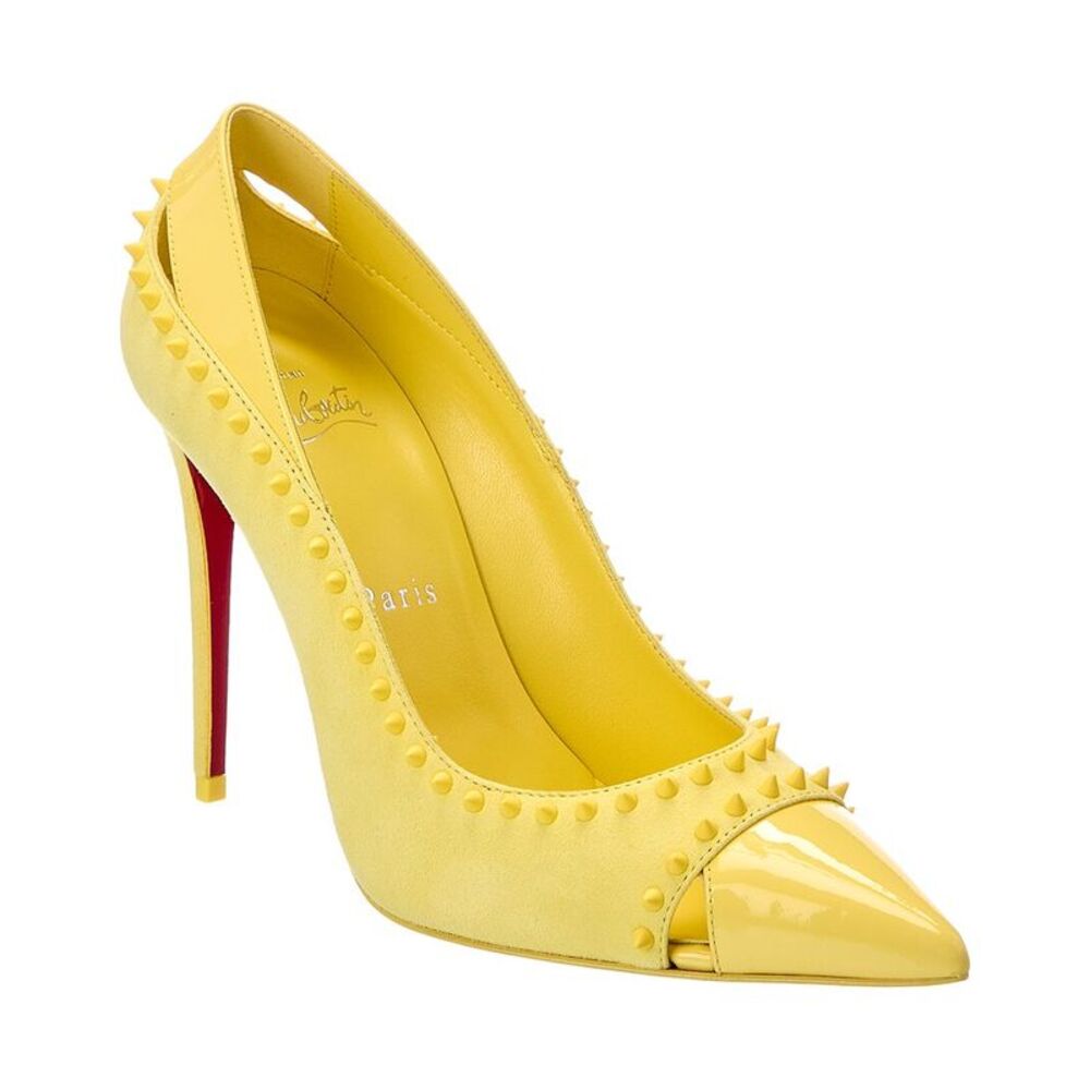 Christian Louboutin Kate 100 Patent & Suede Pump, Yellow